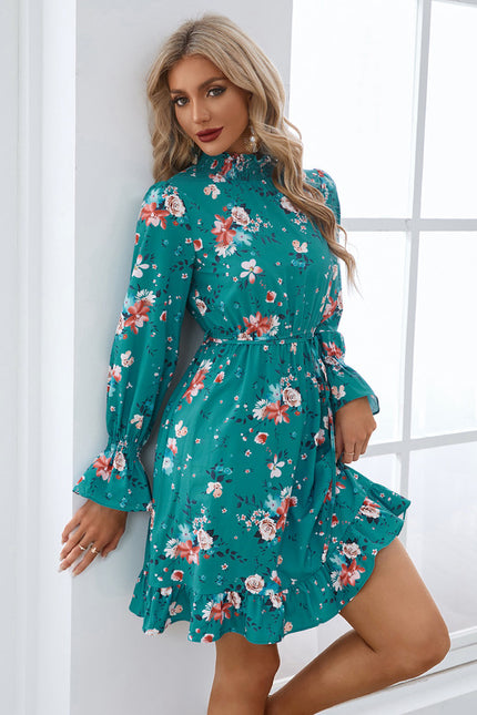 Robe Verte Fleurs Blanches - gallery 1