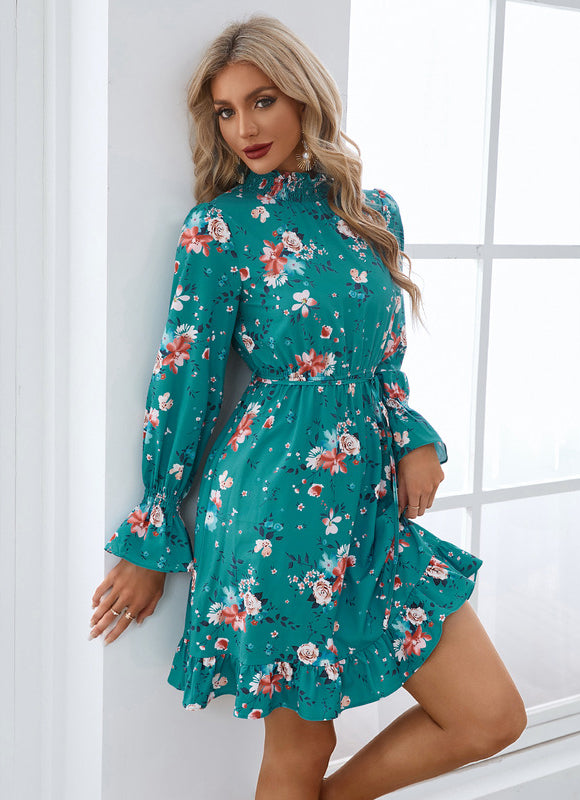 Robe Verte Fleurs Blanches - gallery 1