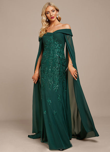 Robe Élégante Épaule Dénudée Verte