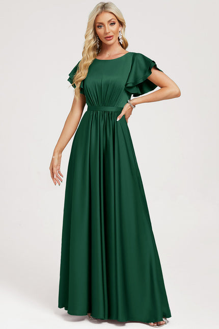 Robe Élégante À Volants Verts