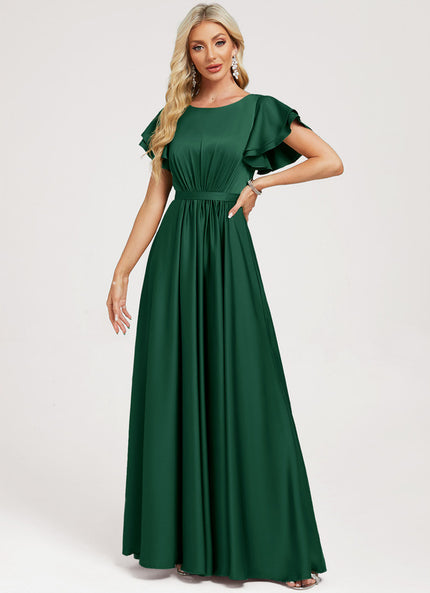 Robe Élégante À Volants Verts