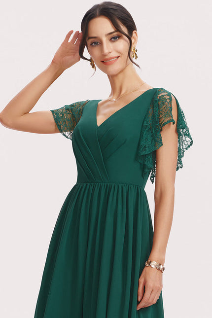 Robe Élégante Verte À Dentelle - gallery 5