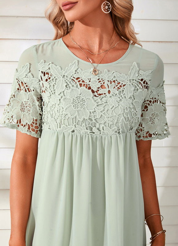 Robe En Lin Vert - gallery 1