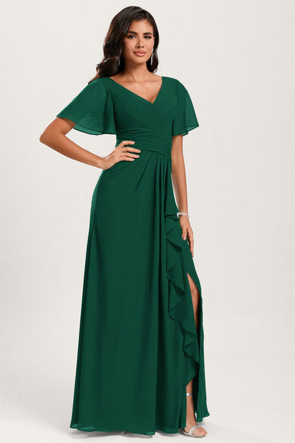 Robe Demoiselle D'Honneur Volants Verts - gallery 1