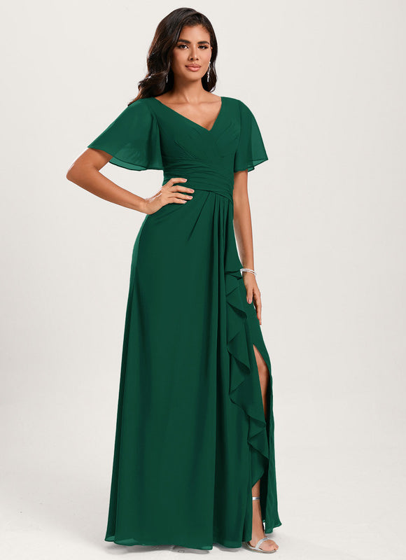 Robe Demoiselle D'Honneur Volants Verts - gallery 1