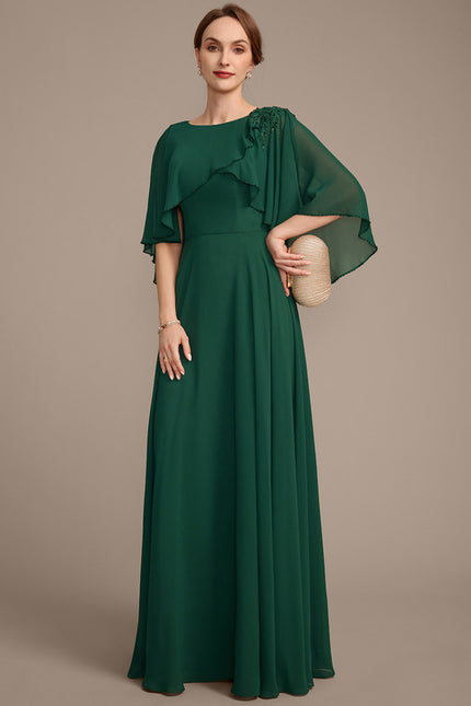 Robe Élégante Mousseline Verte Fluide - gallery 5