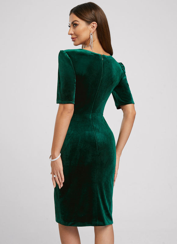 Robe Velours Vert Emeraude - gallery 1