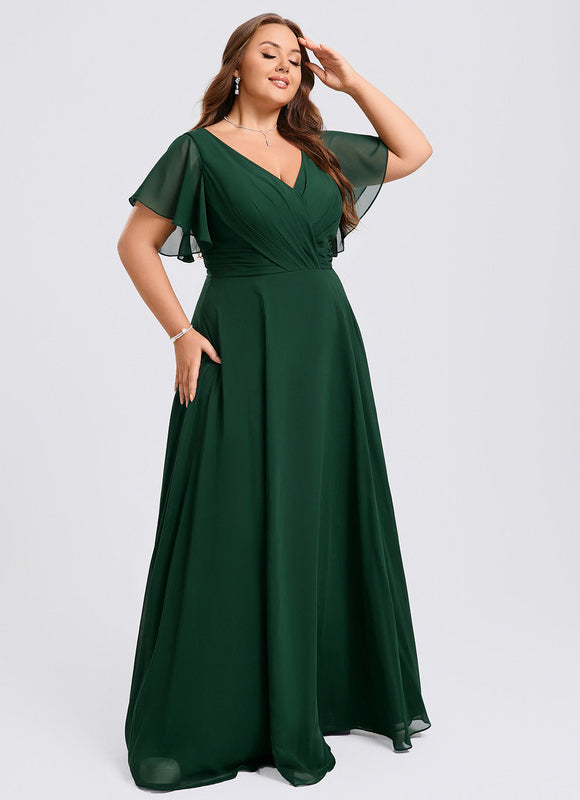 Robe Demoiselle D'Honneur Volants Verts - gallery 7