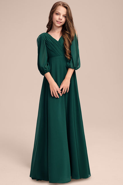 Robe Verte Manches Bouffantes - gallery 4