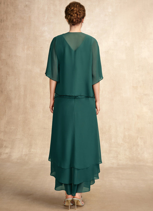 Robe Élégante À Volants Vert Foncé - gallery 4