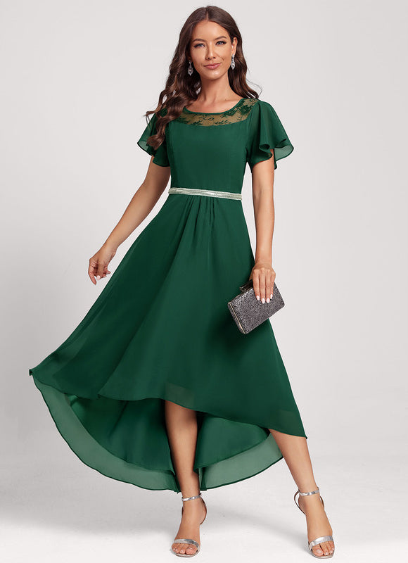 Robe Chic Dentelle Verte Fluide - gallery 3