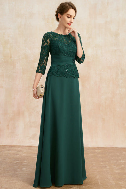 Robe Élégante En Dentelle Verte - gallery 4