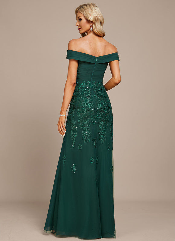 Robe Élégante Épaule Dénudée Verte - gallery 5