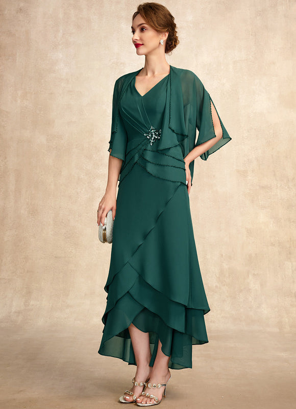 Robe Élégante À Volants Vert Foncé - gallery 6