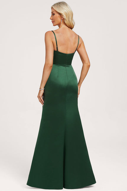 Robe Longue Satin Vert - gallery 4