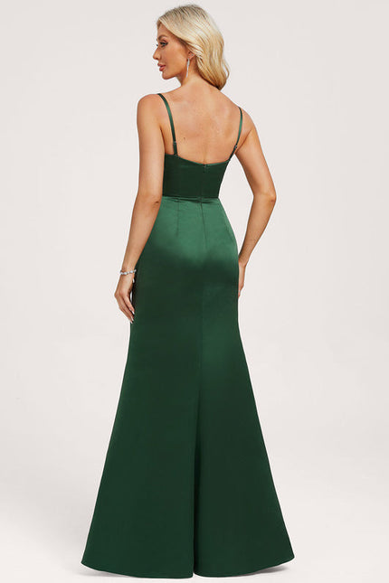 Robe Longue Satin Vert - gallery 4