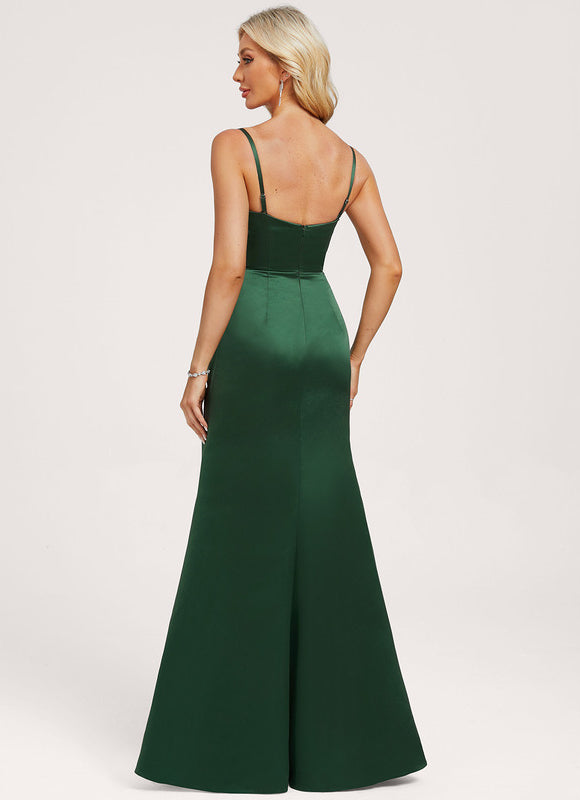 Robe Longue Satin Vert - gallery 4