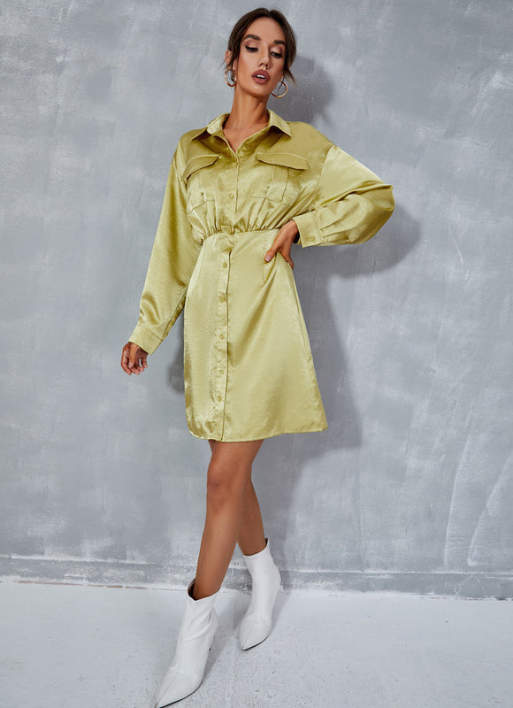 Robe Chemise Verte Femme - gallery 2