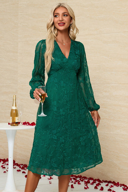 Robe Verte Florale Chic Élégante - gallery 5