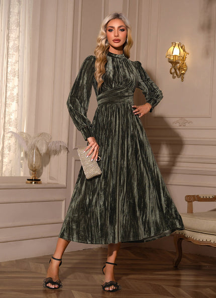 Robe Longue Vert Sapin Satin