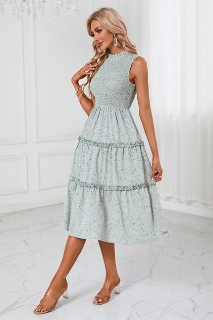 Robe Midi Florale Col Montant Chic - gallery 2