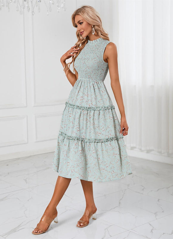 Robe Midi Florale Col Montant Chic - gallery 2