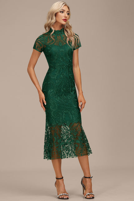 Robe Élégante Dentelle Verte Chic - gallery 3