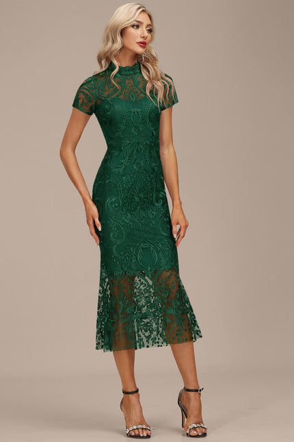 Robe Élégante Dentelle Verte Chic - gallery 3