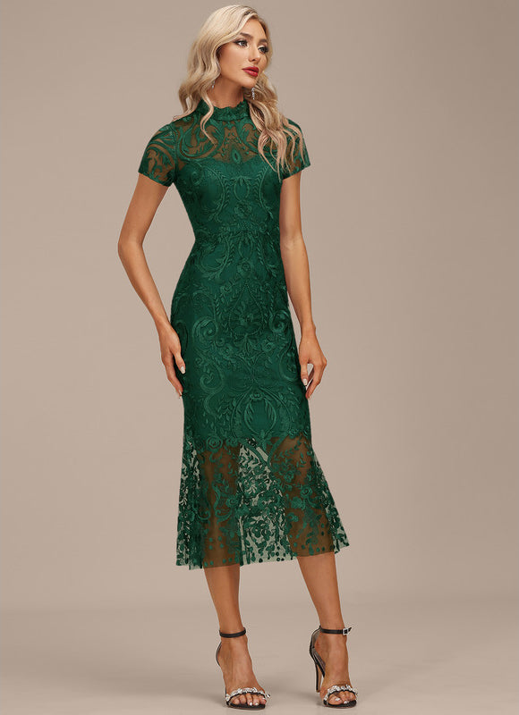 Robe Élégante Dentelle Verte Chic - gallery 3
