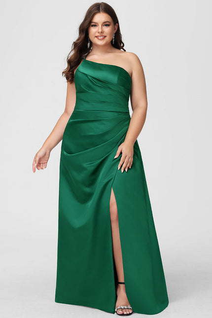 Robe Satinée Chic Fendue Émeraude - gallery 5