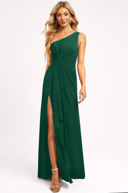 Robe Élégante Asymétrique Verte Chic