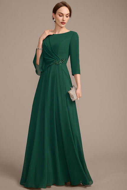 Robe Élégante Mousseline Verte Fluide - gallery 2