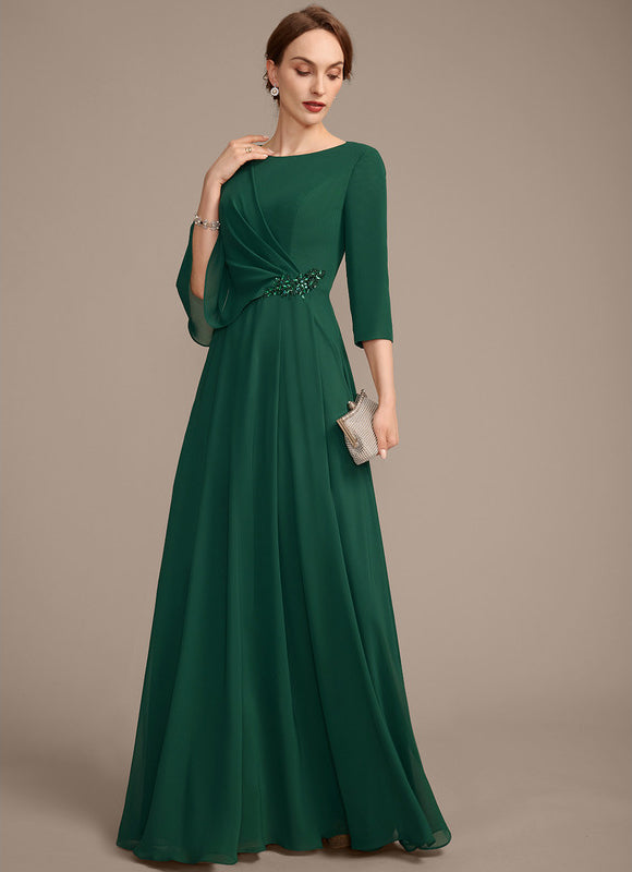 Robe Élégante Mousseline Verte Fluide - gallery 2