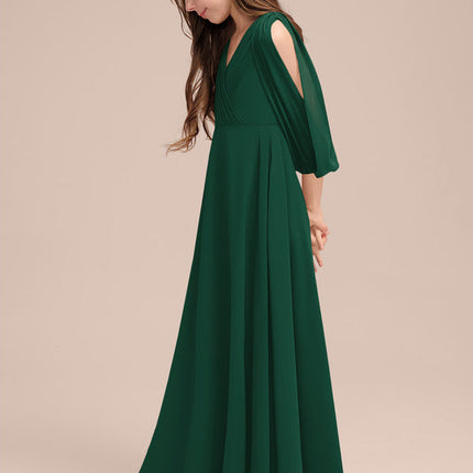 Robe Verte Manches Bouffantes