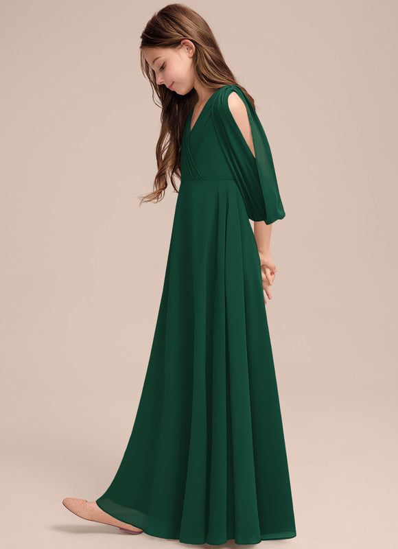 Robe Verte Manches Bouffantes