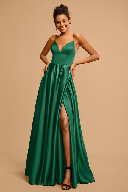 Robe Satinée Élégante À Fente