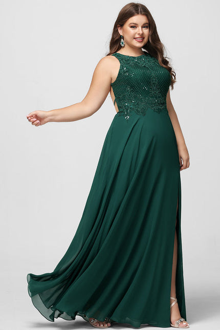 Robe Élégante Verte À Fente - gallery 5