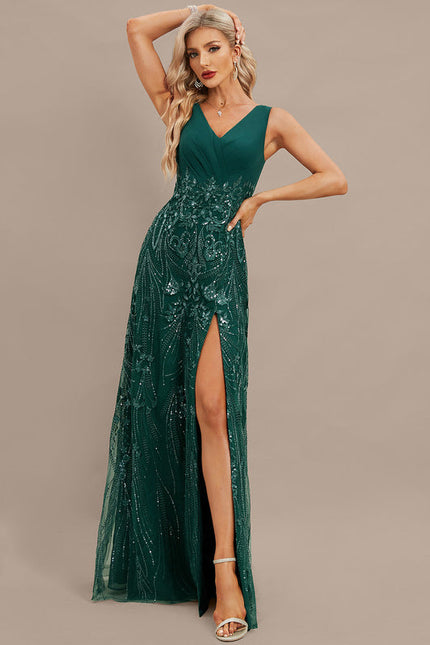 Robe Longue Verte À Paillettes