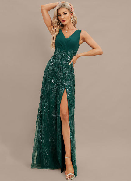 Robe Longue Verte À Paillettes