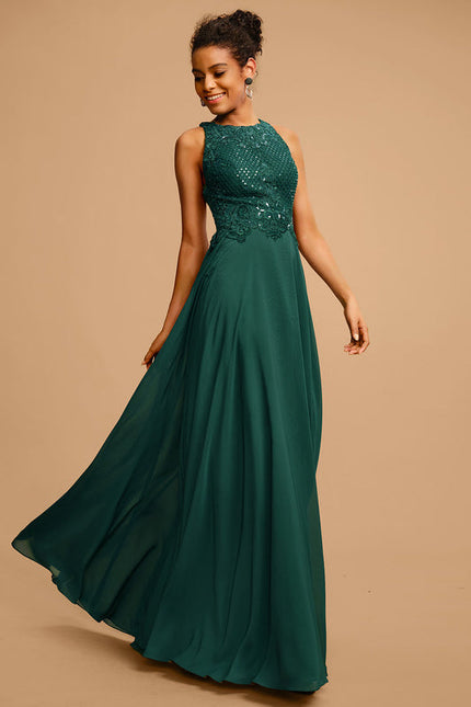 Robe Élégante Verte À Fente - gallery 4