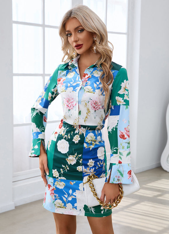 Robe Chic Imprimée À Manches Longues - gallery 1