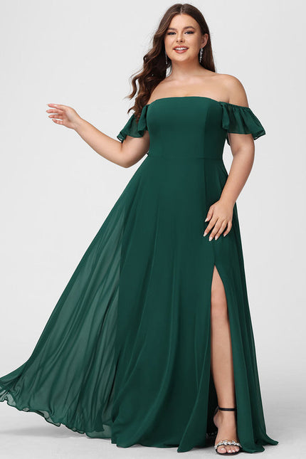 Robe Longue Vert Émeraude À Fente - gallery 5