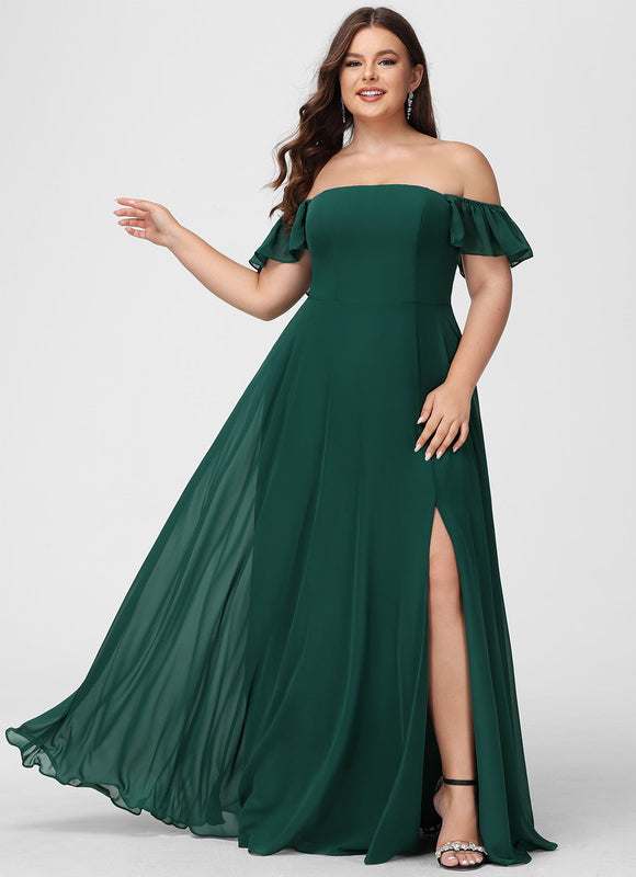 Robe Longue Vert Émeraude À Fente - gallery 5