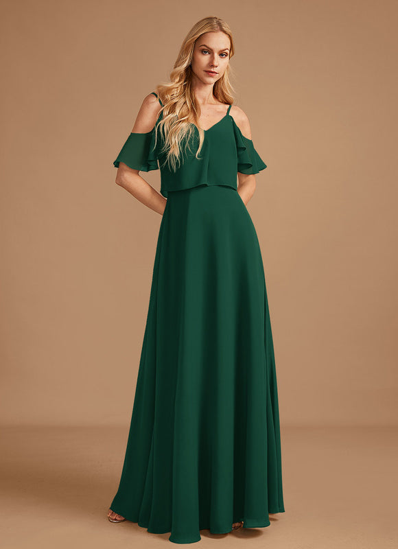 Robe Demoiselle D'Honneur Volants Verts - gallery 3