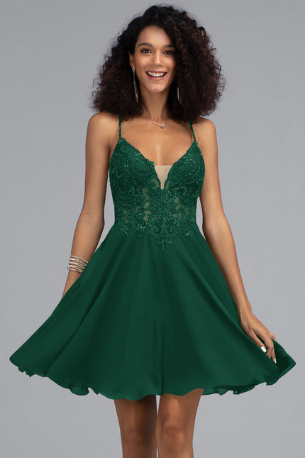 Robe Trapèze Verte Satinée