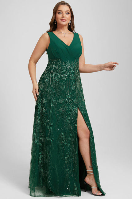 Robe Longue Verte À Paillettes - gallery 7
