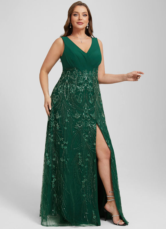 Robe Longue Verte À Paillettes - gallery 7