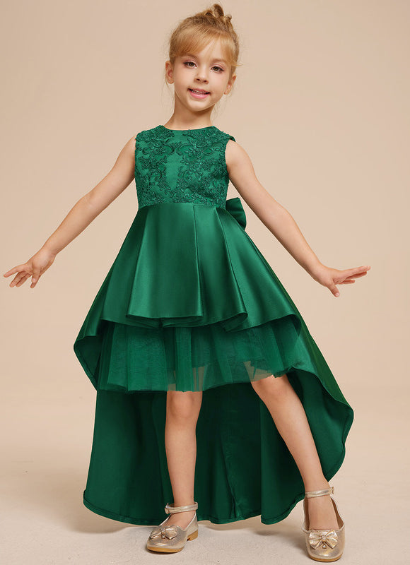 Robe Enfant Chic Asymétrique Verte - gallery 9