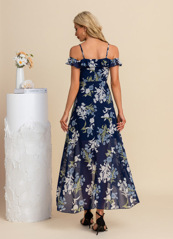 Robe Longue Verte À Fleurs Roses - gallery 8