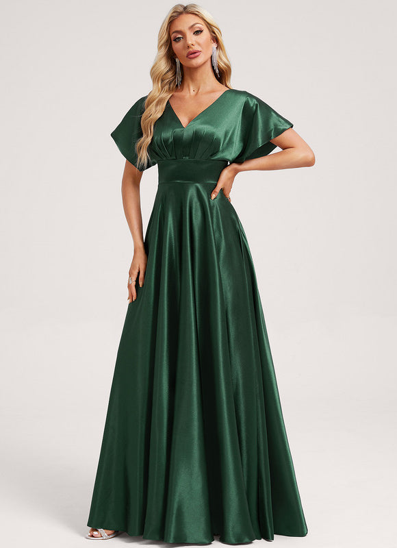 Robe Vert Kaki Satin - gallery 1